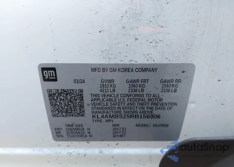 2024 Buick Encore Gx Preferred Fwd z USA, uszkodzony, nr VIN KL4AMBS25RB156906